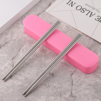 【买一套送一套】攴具勺便携式不锈钢餐具套装筷子勺子套装三件套 花瓣粉 勺+筷+盒子_23_663