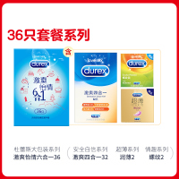 杜蕾斯(Durex)避孕套激爽四合一 32只装 亲昵螺纹安全套 超薄贴身紧致持久 男用套套 家庭装共36只 成人情趣用品