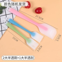 2个大油刷+1个大刮刀半透款 油刷子厨房烙饼硅胶刷烘焙工具小刷子家用耐高温油刷不毛烧烤刷