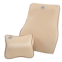 汽车头枕颈枕 汽车记忆靠枕腰靠套装 汽车头枕腰靠记忆棉四季通用 米色 套装（单个头枕+单个腰靠）