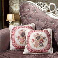 靠垫抱枕欧式沙发客厅汽车抱枕靠垫腰靠可拆洗 国色天香-粉 58*58cm套子_381