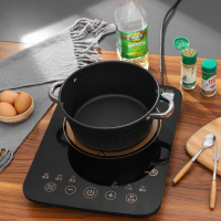 平底麦饭石不粘小汤锅电磁炉通用泡面锅家用孩子双耳汤锅煎煮一体