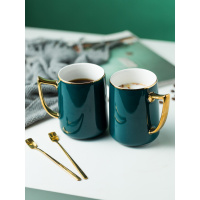 欧式小马克杯陶瓷金边水杯牛奶杯情侣对杯办公杯大容量早餐杯