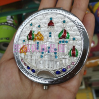 俄罗斯化妆镜双面折叠小镜子美妆镜城堡镜哈尔滨旅游纪念品伴手礼