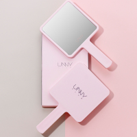 韩国unny化妆镜 粉色少女心手持小镜子 随身便携小公主可爱美妆镜