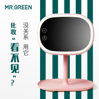 德国Mr.Green化妆镜带灯led台灯镜子补光美妆梳妆镜桌面台式大号翻转便携折叠家用智能充电