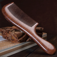 [免费定制刻字]天然黑檀木直发大号木梳子 防静电按摩梳子 送女友情人节礼盒妈妈母亲节 长柄细齿