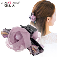 张太太花朵头饰韩版娟纱抓夹发卡发夹大号发抓造型器夹子卡子发饰