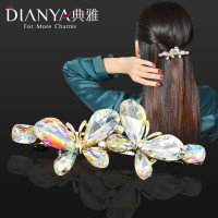 典雅发夹子头饰水钻女韩国盘头妈妈头饰造型固定弹簧夹顶夹发卡