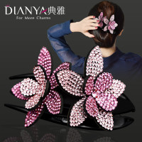 盘发发夹后脑勺造型水钻固定韩国头发夹子抓夹发卡三齿鸭头饰