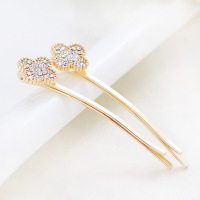 第四风闪亮金色四叶造型合金对夹女生头饰百搭韩版发夹发饰