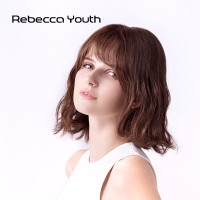rebecca瑞贝卡假发女全真人发空气刘海中长卷发水波纹半手织时尚头套