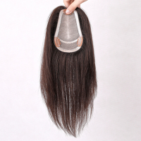 宜心 假发 女全手织递针发块 全真发 100%真发丝 头顶补发片 遮白发发片 仿真头皮补发块