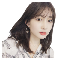 英琪假发 假发 女 长发真发内扣直发空气刘海短发真人发丝时尚女士中长发假发套