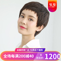 阿丝芬 假发女碎刘海头套短发全真发短卷发真发假发套100%真人发整顶头套女士假发