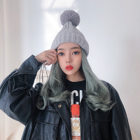 假发毛线帽子女秋冬季一体时尚中长卷发全头套式可拆卸百搭羊毛卷帽子假发一体 冬款假发帽假发帽子