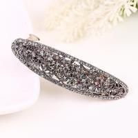 第四风韩版合金水钻发夹椭圆形复古女士盘发弹簧夹发卡时尚百搭大号马尾