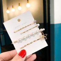 奇色东大仿珍珠发夹甜美网红花朵水钻发夹一字夹发卡组合发饰