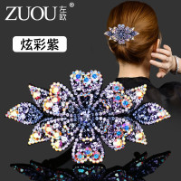 左欧(Zuoou)发夹女韩国优雅成人水钻大号后脑勺盘发顶夹头饰品妈妈发卡弹簧夹