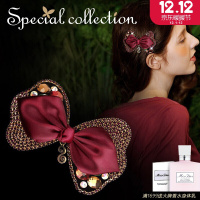 SPECIALCOLLECTION欧美蝴蝶结丝绢不易滑落发饰头饰发夹女边夹马尾夹再见弗兰克