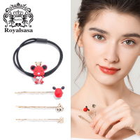 皇家莎莎(Royalsasa)发饰生肖鼠头饰4件套装发圈发夹刘海夹皮筋扎头发皮绳头花送女友闺蜜新年