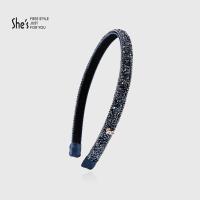 shes茜子发饰 简约精致小米珠发箍 百搭头箍发卡头饰 生日 送女友 C0蓝色