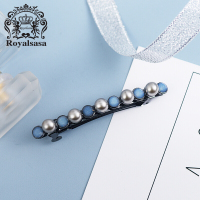 皇家莎莎(Royalsasa)头饰复古盘发夹顶夹成人简约一字夹发卡横夹马尾夹饰品 蓝色