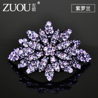 左欧（Zuoou）发夹后脑勺女韩国水钻优雅花朵妈妈弹簧顶夹大横夹马尾夹头饰夹子