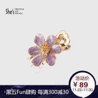 shes茜子发夹 浪漫滴油花朵抓夹刘海夹三齿夹 时尚边夹发卡 发饰头饰 E1 均码