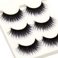 涵贝尔黑+紫色假睫毛 浓密长款 舞台睫毛上眼睫毛黑梗3对装