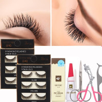 谷崎 假睫毛 自然款 眼睫毛假睫毛眼尾加长假睫毛胶水 美睫舞台睫毛夹剪刀镊子 3D假睫毛浓密仿真套装 #3D睫毛(2盒)