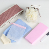 乐荔 洗澡巾6件套 搓澡沐浴套装 1澡巾1浴花1拉背1起泡网1搓澡海绵1指甲锉