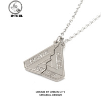 潮牌简约FOREVER三角形项链友谊嘻哈字母金色银色百搭男女 JiMi