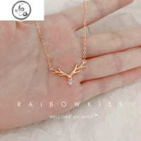 S925纯银发财麋鹿项链女韩版简约学生一路有你鹿角锁骨链生日 JiMi