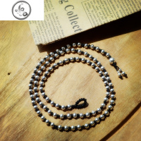 999纯银泰国清迈手工4MM圆珠项链女锁骨链中长项链毛衣链配饰挂饰 JiMi