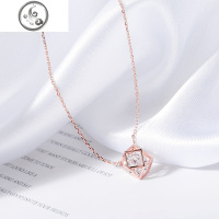 925银简约镂空切面锁骨项链闪钻球形几何之美项链日韩女 JiMi