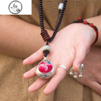 民族风饰品原创项链女毛衣链复古特色手工苗银绣片配饰吊坠 JiMi