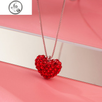 简约气质925纯银红心项链女锁骨小众设计潮网红配饰女友生日 JiMi