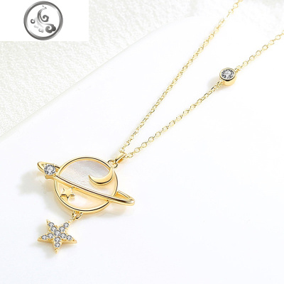 设计师星空吊坠锁骨链女星月925纯银短款项链简约闺蜜情侣ins饰品 JiMi