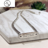 S925纯银网红牌时尚项链男女款韩版字母潮搭坦克锁骨链情侣 JiMi