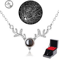 一路有你鹿项链女纯银投影定制照片刻名字送女友闺蜜生日圣诞 JiMi