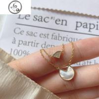 8.26通体925纯银扇形贝母项链双层镂空镶钻锁骨链女网红冷淡 JiMi