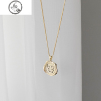 纯银小飞象项链女网红幸运废话锁骨链韩国金色圆牌大象毛衣链吊坠 JiMi