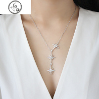 纯银星星项链女轻奢三星锁骨链长款双流星毛衣链百搭气质六芒星 JiMi