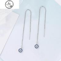 土耳其恶魔之眼s925纯银耳线女简约气质长款流苏耳环蓝眼睛耳坠 JiMi