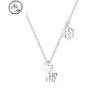 小鹿雪花项链女纯银简约学生森系一鹿有你锁骨链圣诞节送闺蜜 JiMi