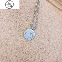 韩国ins网红狗查理可爱少女心项链土酷蹦迪情侣闺蜜圆牌毛衣项链 JiMi