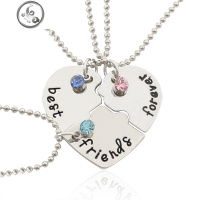 韩版学生闺蜜项链女三人拼接好朋友爱心套链锁骨链毕业季男 JiMi