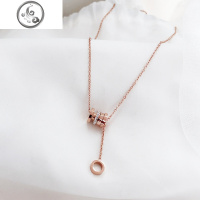 韩版时尚钛钢玫瑰金项链百搭罗马数字锁骨链网红潮人小蛮腰吊坠女 JiMi