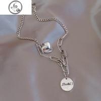 女生笑脸项链实爱心配黑色毛衣链短链嘻哈精致长款颈链蹦迪男吊坠 JiMi